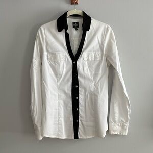 Express long sleeveve essential shirt. White with black trim. Size S